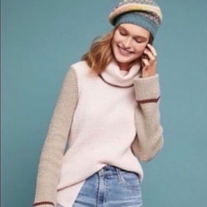 Anthropologie Knit Cowl neck sweater taupe, burgundy, and blush pink
